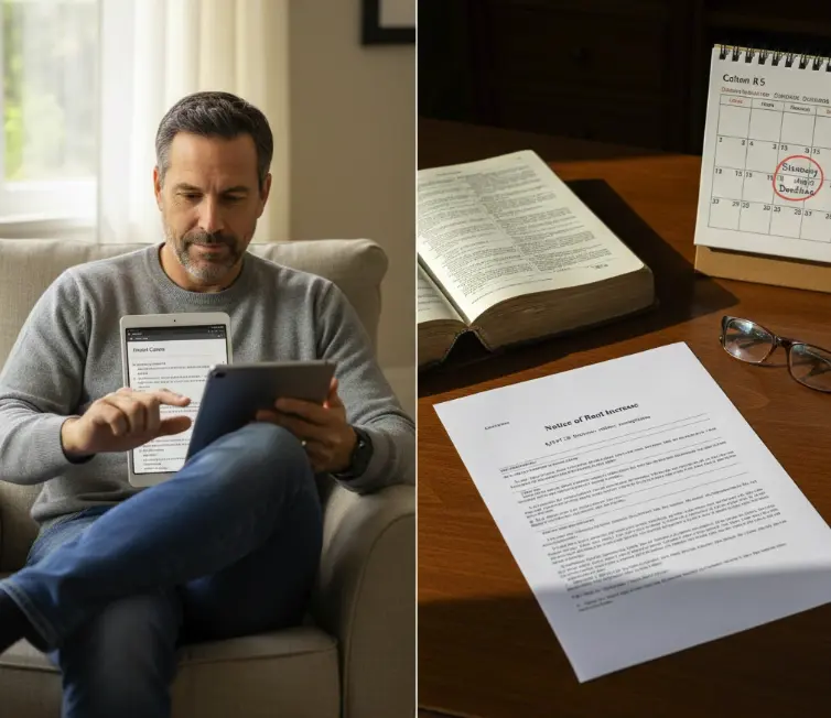 Visual comparison of informal market-based rent increase planning versus compliance-driven statutory process.