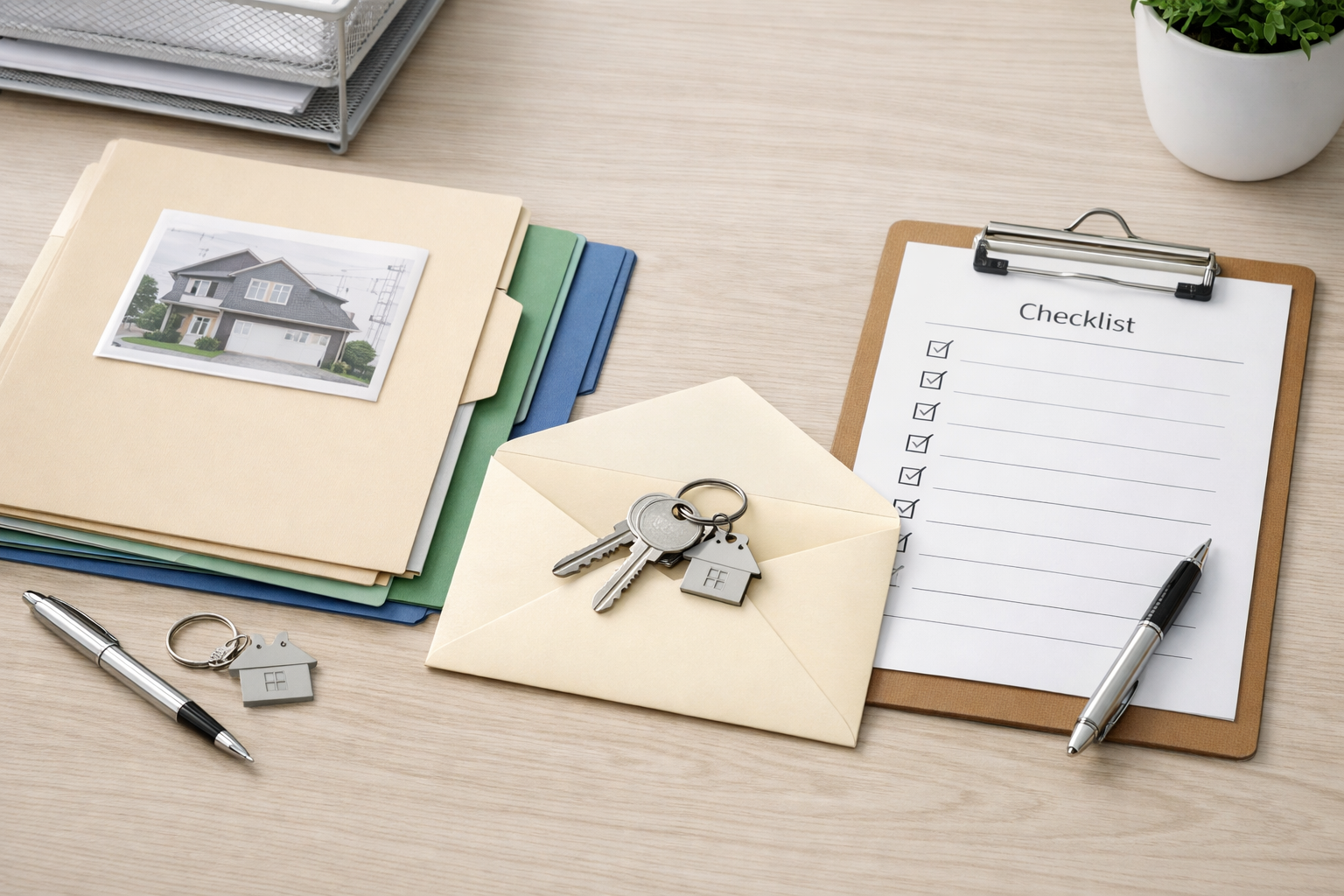 Property management transition process showing keys, documents, and a handoff checklist