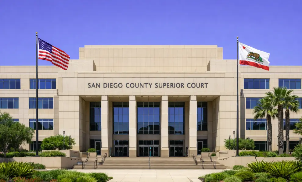 San Diego County Superior Court building representing enforcement of invalid rent increases.