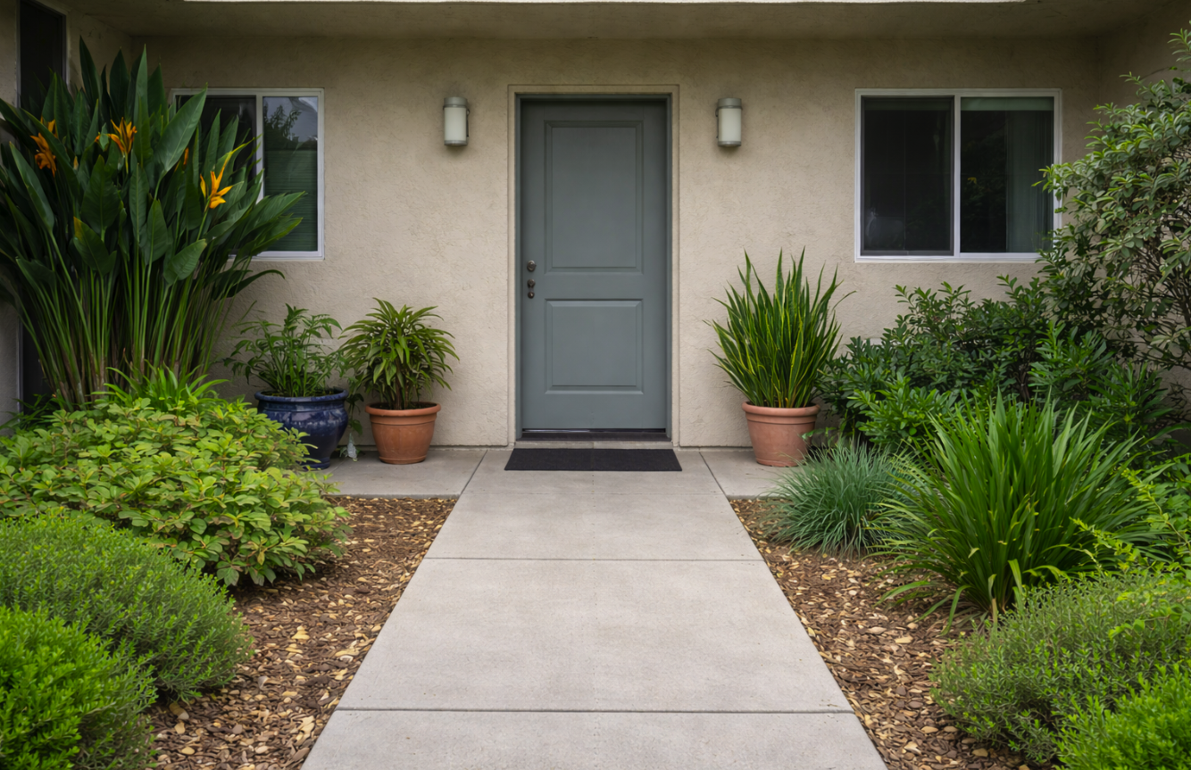 San Diego rental property entrance representing the legal service threshold where late rent notices must be delivered correctly for enforcement to remain valid